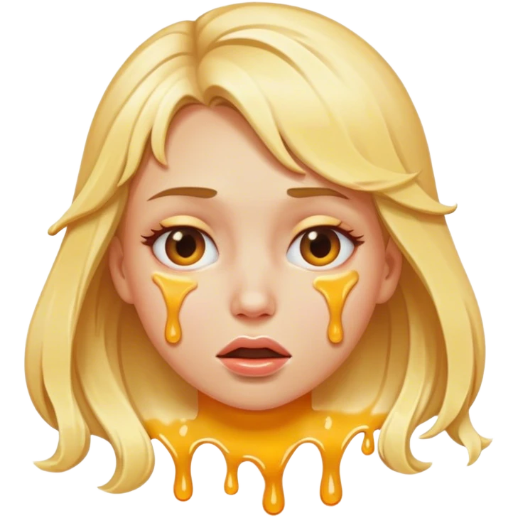 Blonde female melting face emoji