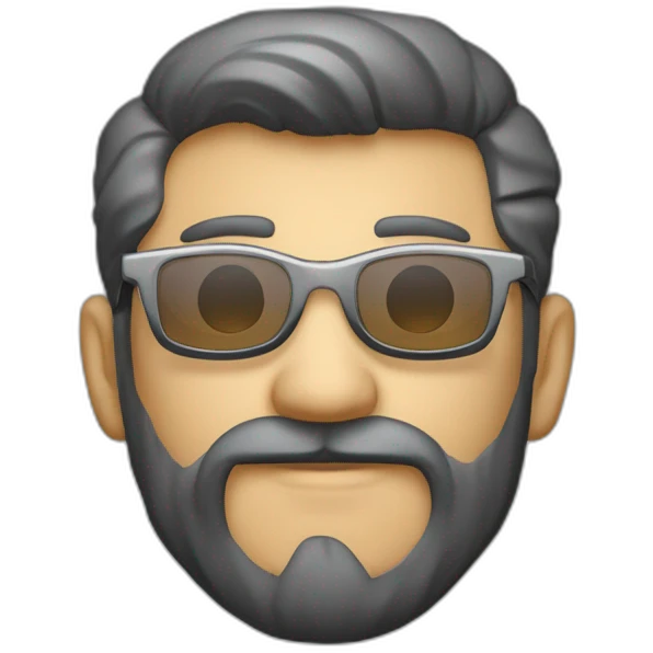 hombre calvo con barba corta blanca y gafas metálicas emoji