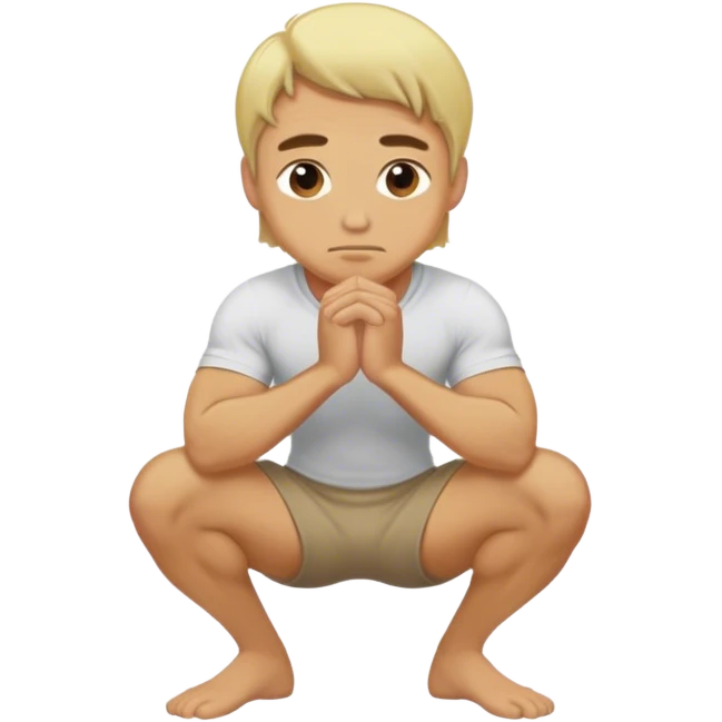 Blonde man squatting  emoji