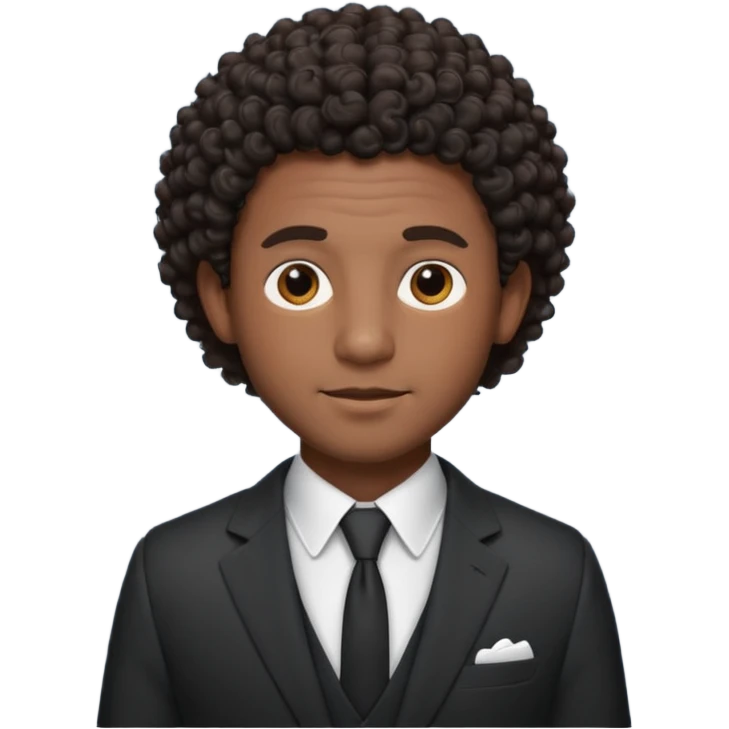 curly-haired black man in a suit emoji
