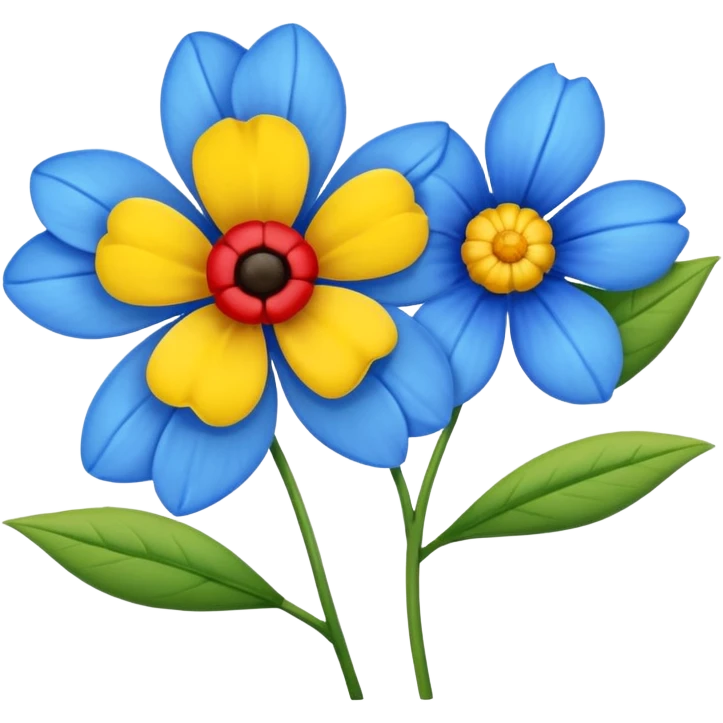 One Yellow flower and one blue flower with red band  emoji