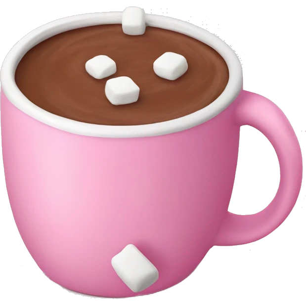 pink mug of hot chocolate with marshmallows  emoji
