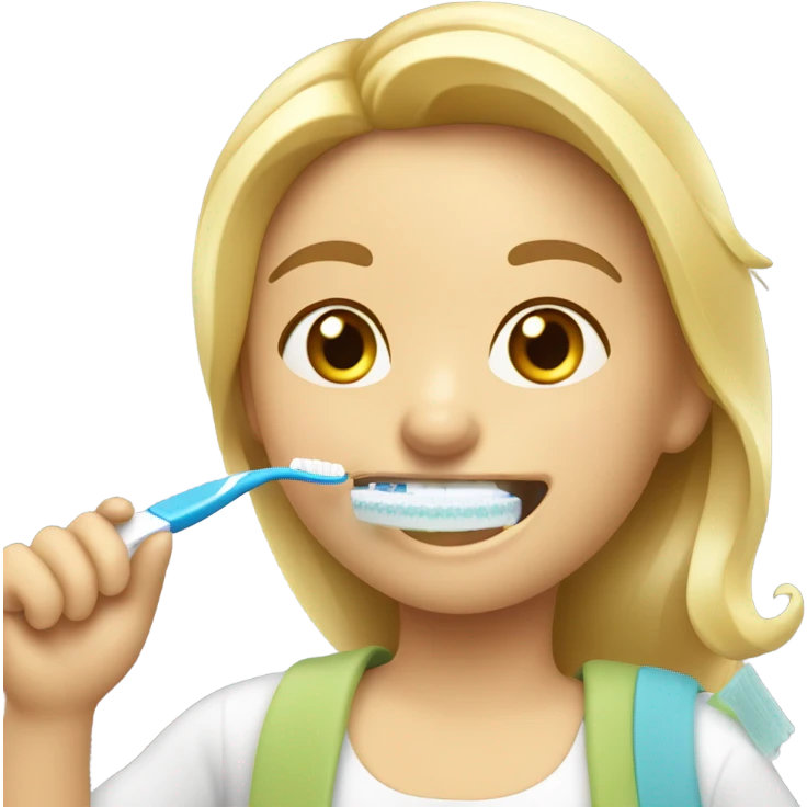 Blonde Girl brushing teeth  emoji