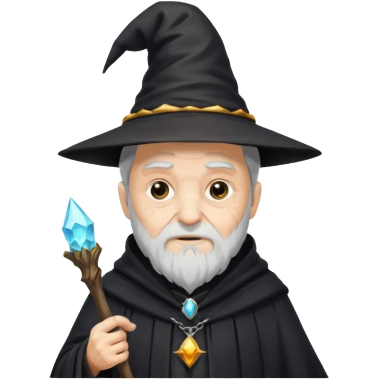 old wizard with black robe and wizard hat cracked skin emoji
