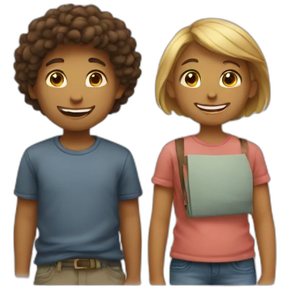 Boy and girl loves each other chatting emoji