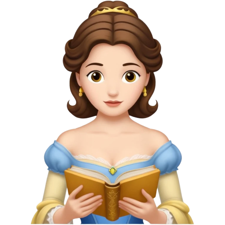 Princess Belle reading Jane austen emoji