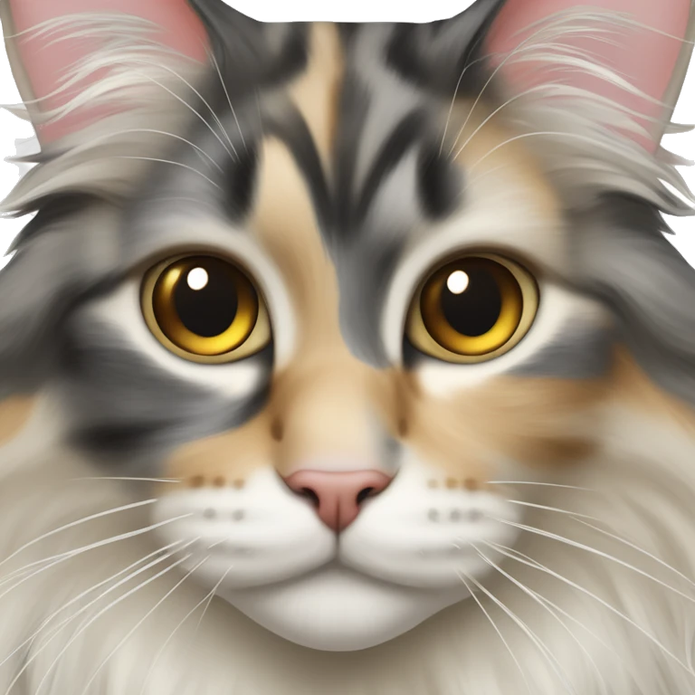 Head of Maine coon dilute Calico half face color emoji