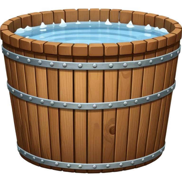 oaken tub ribbed with metal strips, for bathing emoji