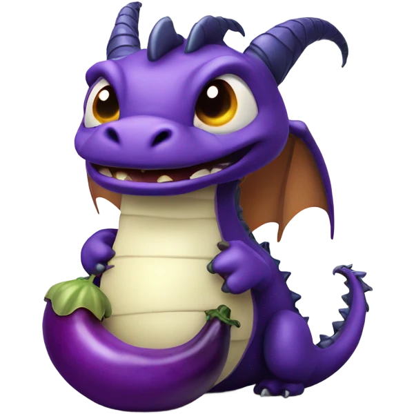 Dragon with a fat eggplant emoji