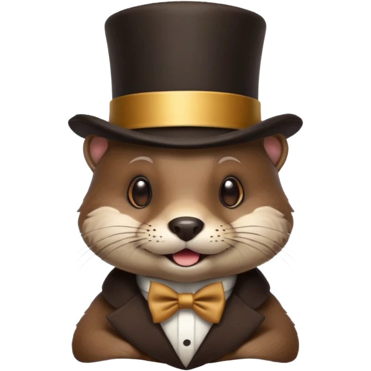 Otter wearing top hat emoji