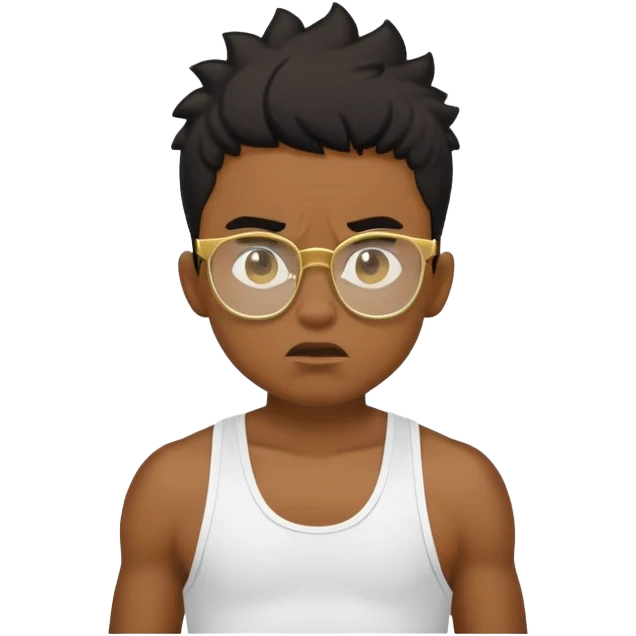 black boy in stringer with gold glasses frustrated pulling hair emoji