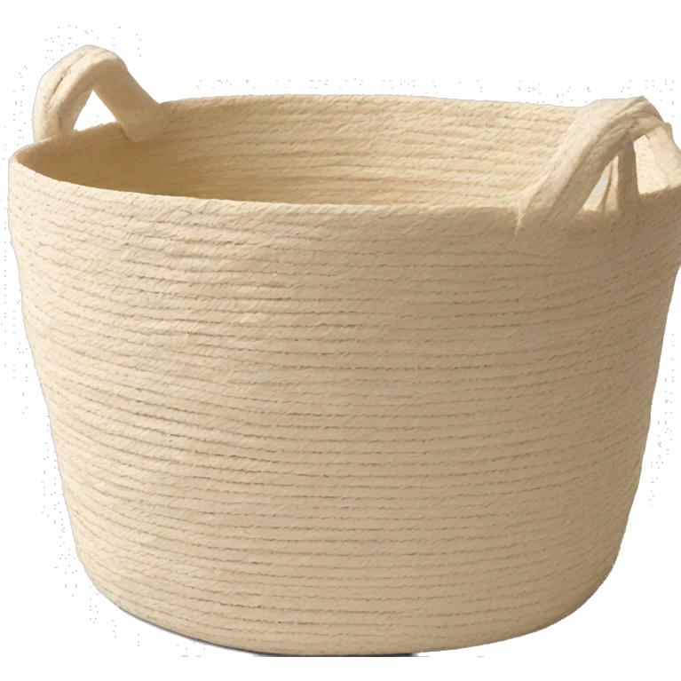 Light beige laundry raffia basket with white band emoji