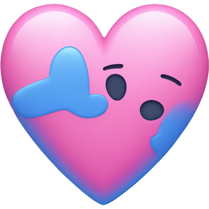 A blue and a pink heart mixed together emoji
