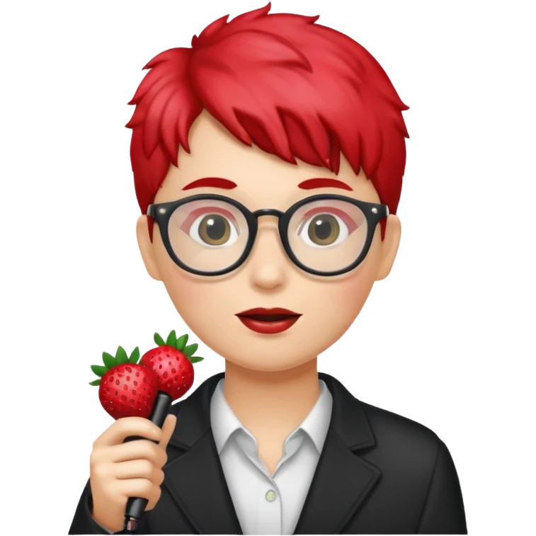 strawberry fruit be hand the mic glasses  emoji