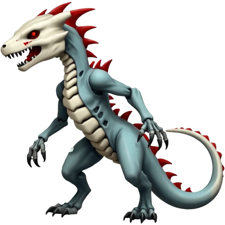 Shiny White Evil Glowing Eldritch Skeletal Creepy Edgy Badass Cool Marowak-Salandit-Duskull-Darkdramon-fusion with bloody red markings emoji