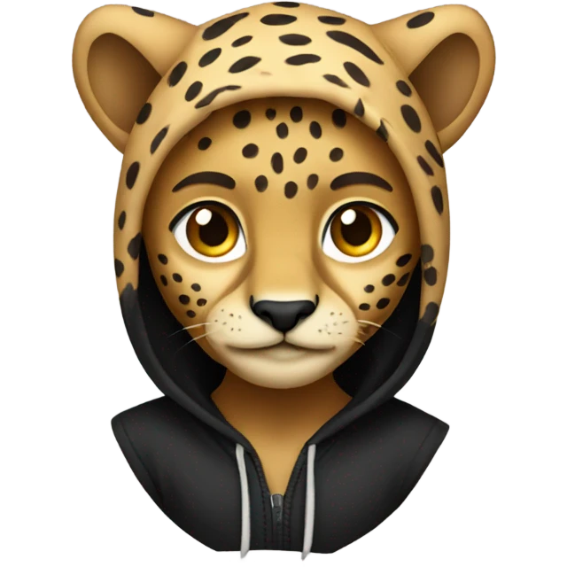 cheetah wearing a black hoodie emoji