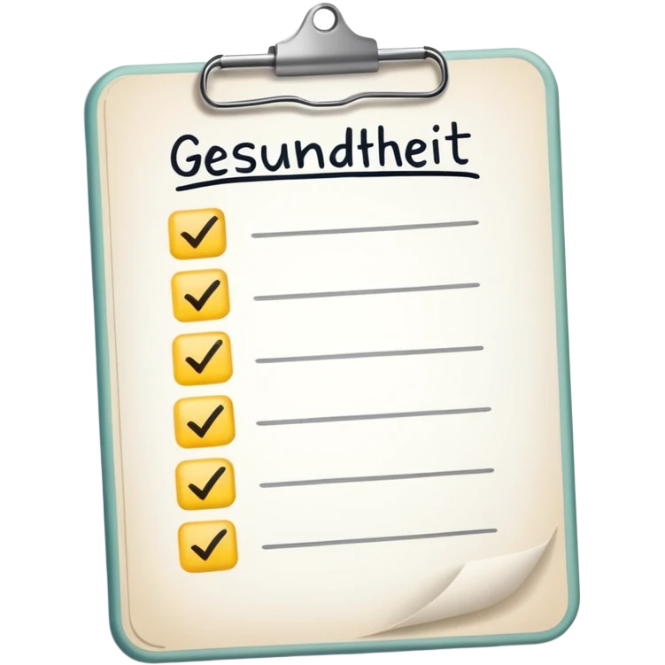 Checklist with the work "Gesundheit" on the top emoji