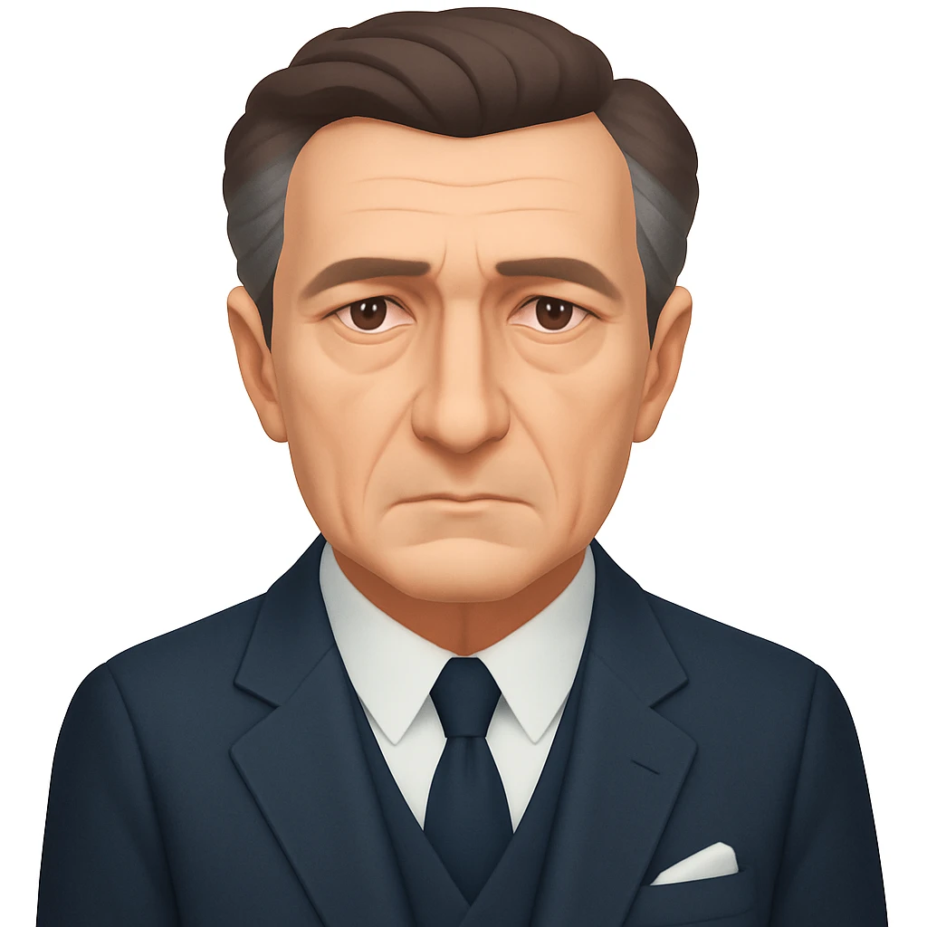 Remove the glasses from the emoji portrait of Maurice Merleau-Ponty, keep the thoughtful expression and suit, emoji style emoji