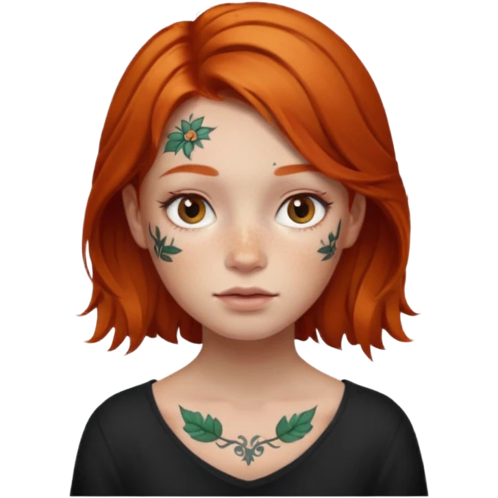 ginger hair and little face tattoo pirate girl emoji