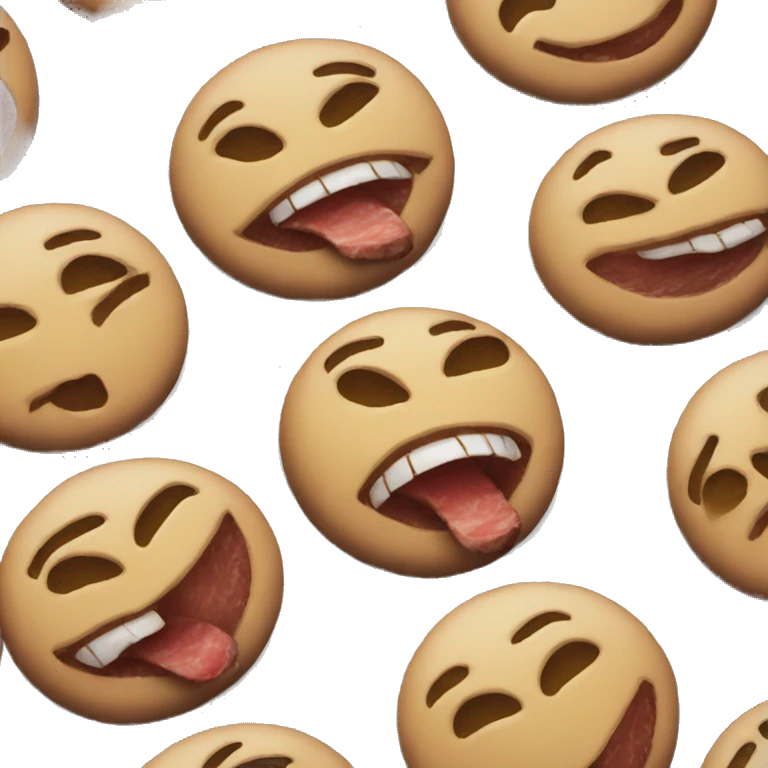 Smiley face emoji with steak all around them emoji