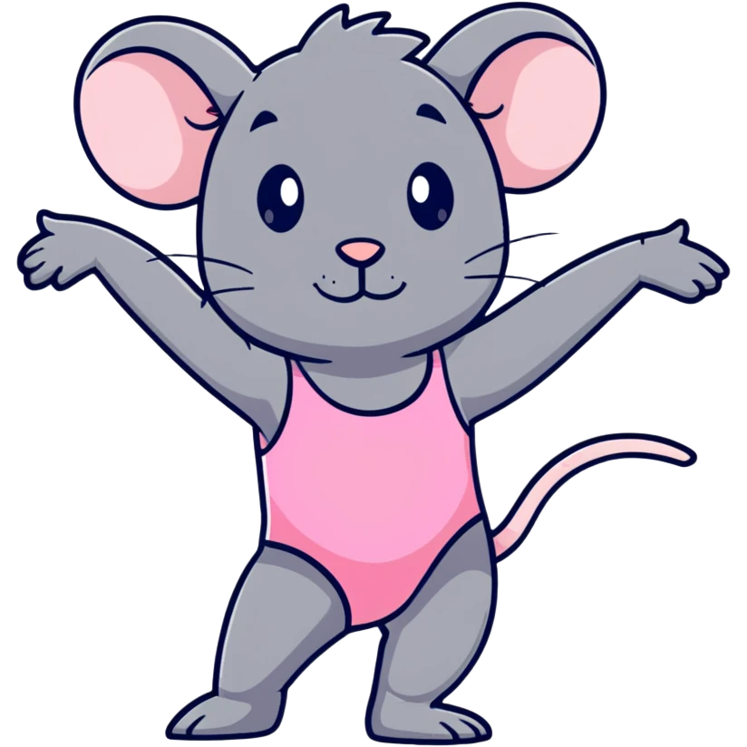 rat with a pink bow wearing a gymnastics leotard emoji
