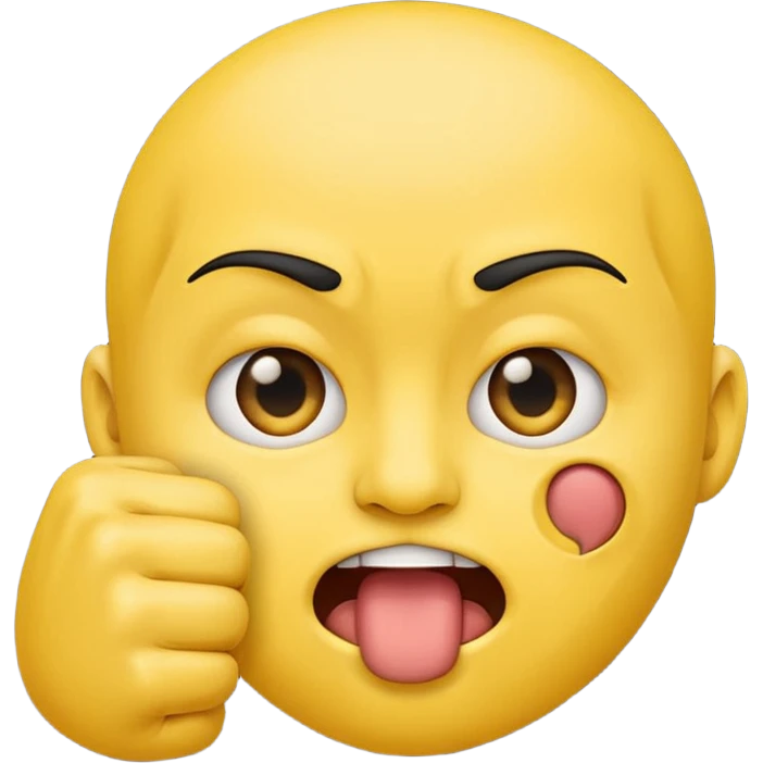 Emoji face with squinty eyes and fist in front of mouth emoji