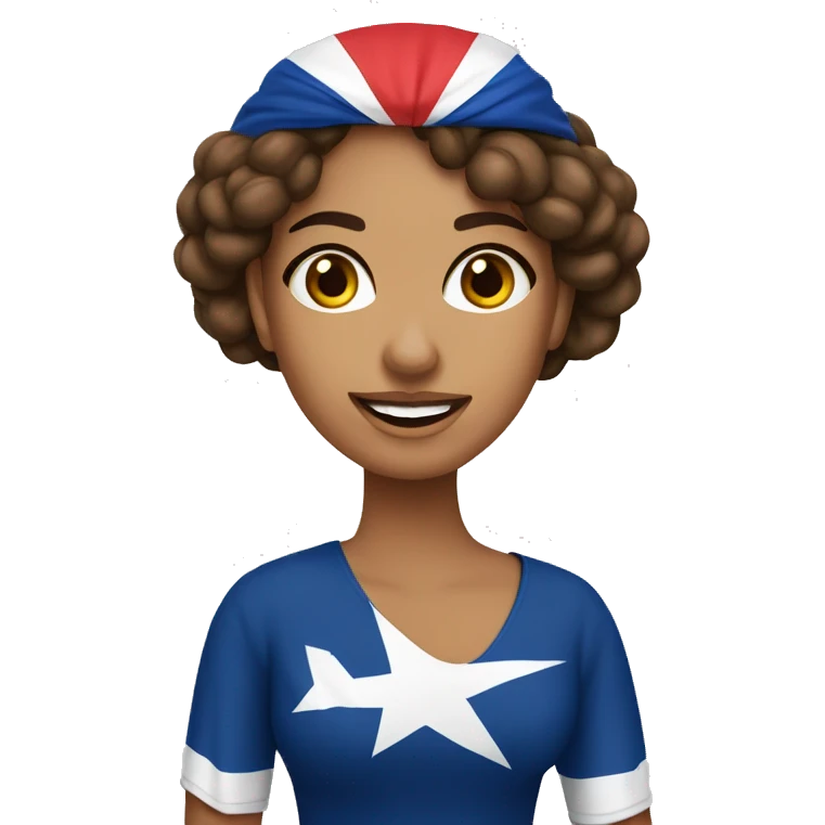 Mujer con bandera cubana en la cara emoji