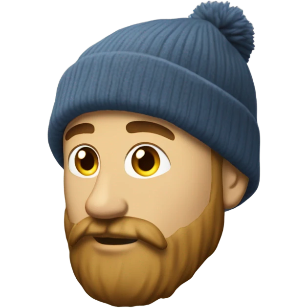 Man walking on concrete with light brown beard and beanie  emoji