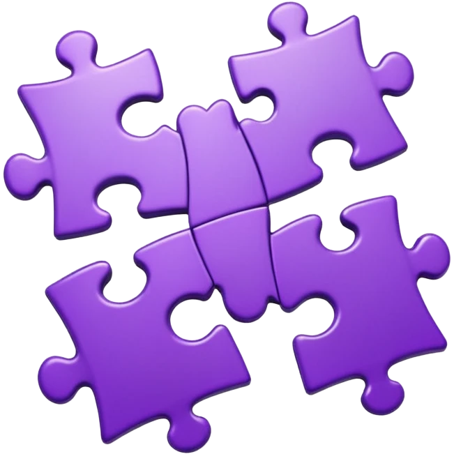 Create an icon of a puzzle for "Featured Projects" on a dark background #22223B. Show exactly 4 puzzle pieces connected together, with the 4th piece slightly separated and in the process of being placed. The puzzle pieces should be shades of purple that harmonize with the background emoji