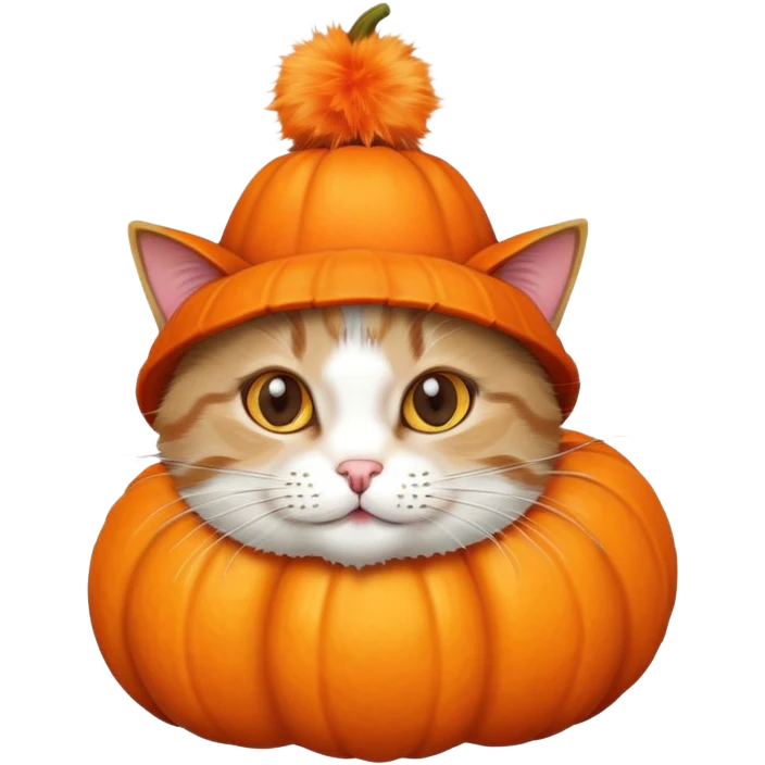 Cat wearing a pumpkin hat emoji