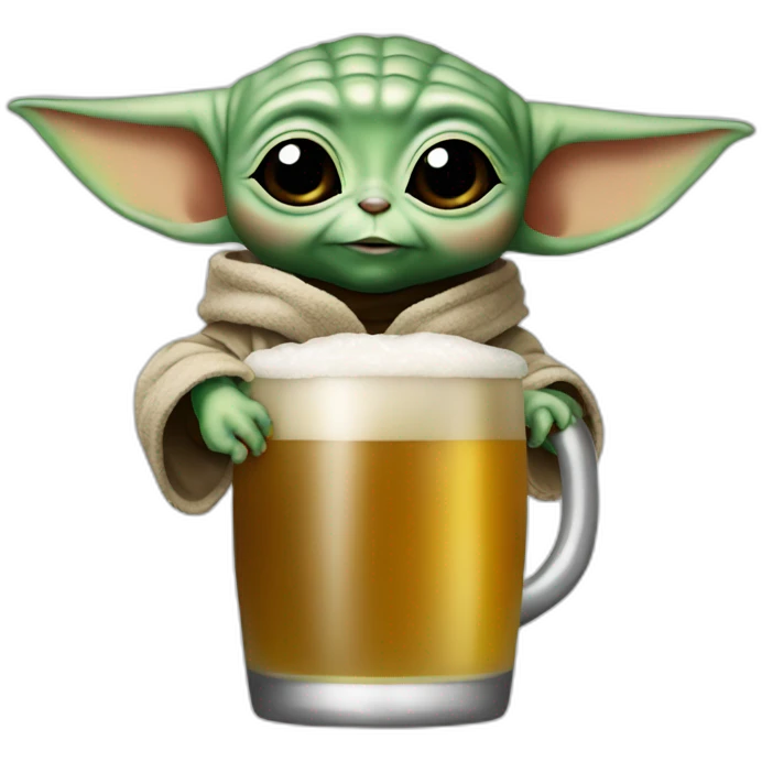 Baby yoda drink beer emoji