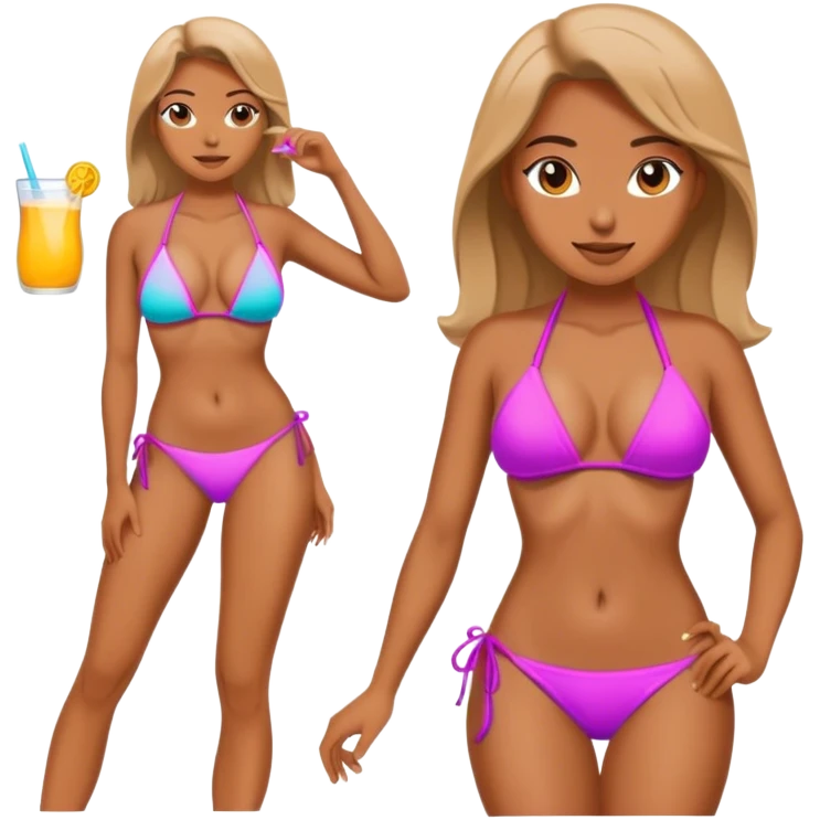 Realistic woman posing with bikini emoji