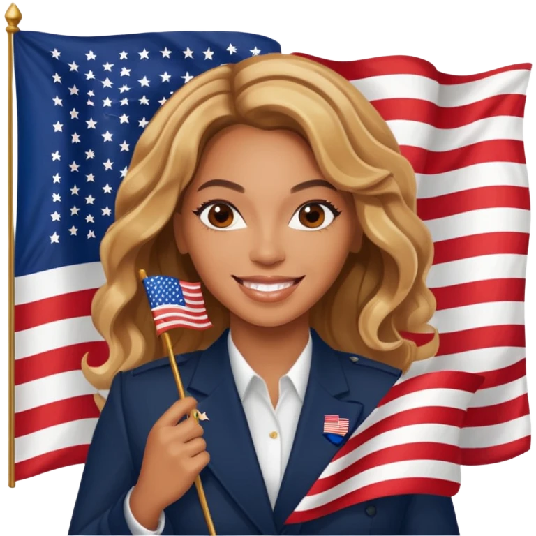 Beyonce with holding an american flag emoji