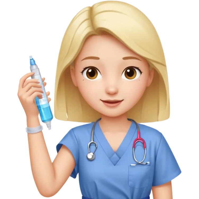 girl receiving a vaccine shot in her upper arm, medical setting, cheerful expression emoji