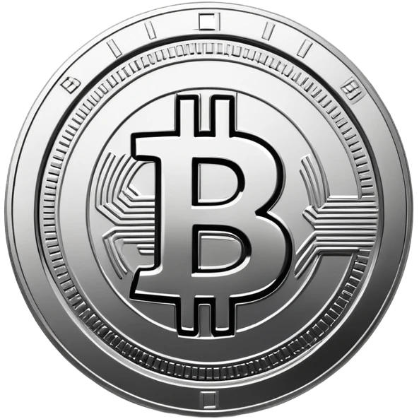 silver coin with bitcoin logo emoji