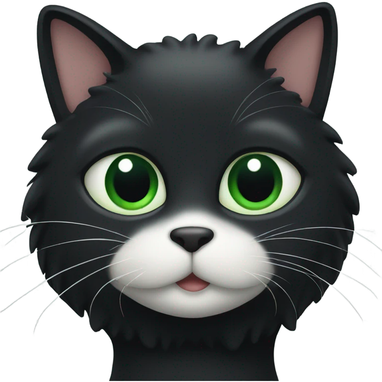 Black cat with green eyes and white near the mouth  emoji
