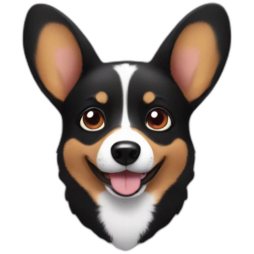 black corgi face with hearts in eyes emoji