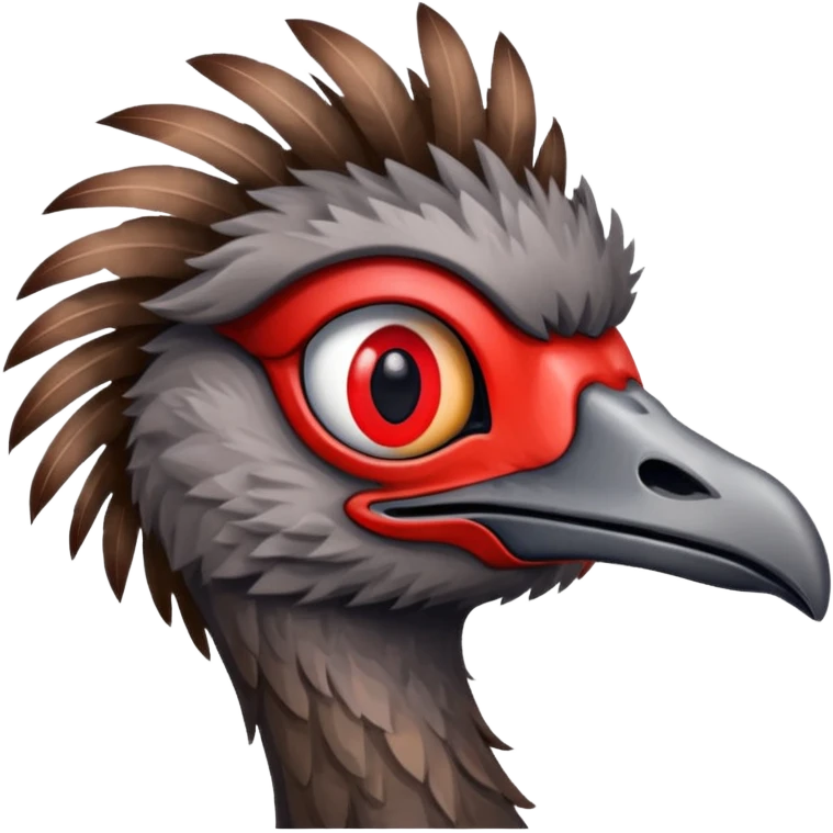 Emu head and neck with red eyes emoji