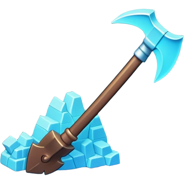 Clash of Clans aesthetic: Cinematic Playful Pixel 3D isometric Pickaxe Emoji, rendered in a 3D vector-style similar to standard emojis with minimal shading and bold, simplified shapes. A compact, distinct form with signature details, softly glowing with a pixelated adventure charm. Simplified yet unmistakably iconic, highly detailed and consistent, glowing with a soft radiance and high shine. Stylized with a touch of classic pixel-art charm and a soft glowing outline, capturing the essence of a beloved gaming relic with a friendly, playful manner! emoji