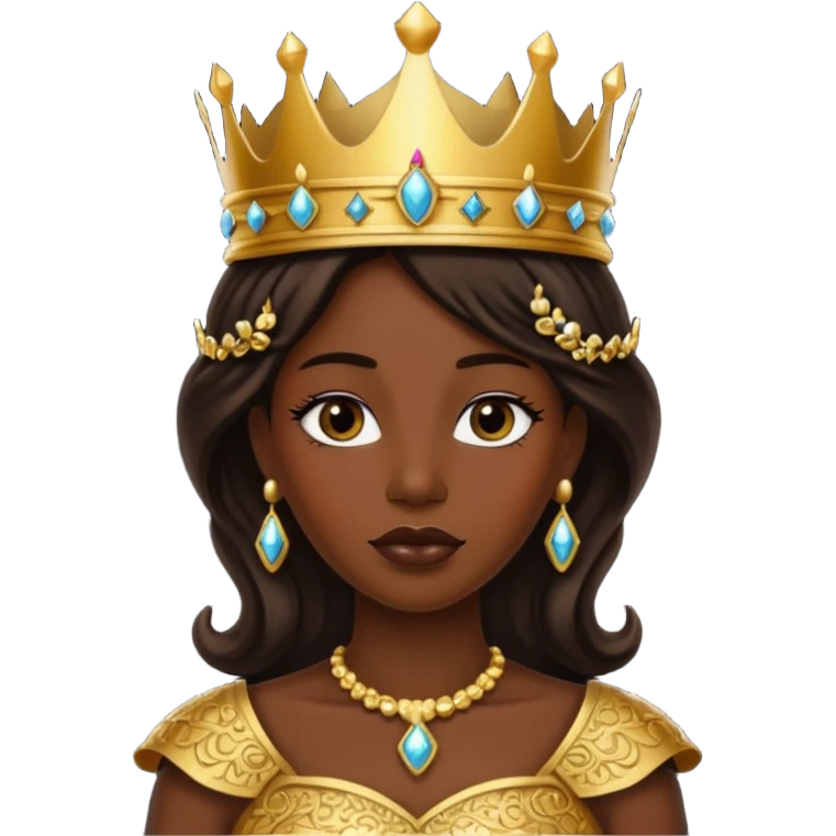 dark skin queen with crown emoji