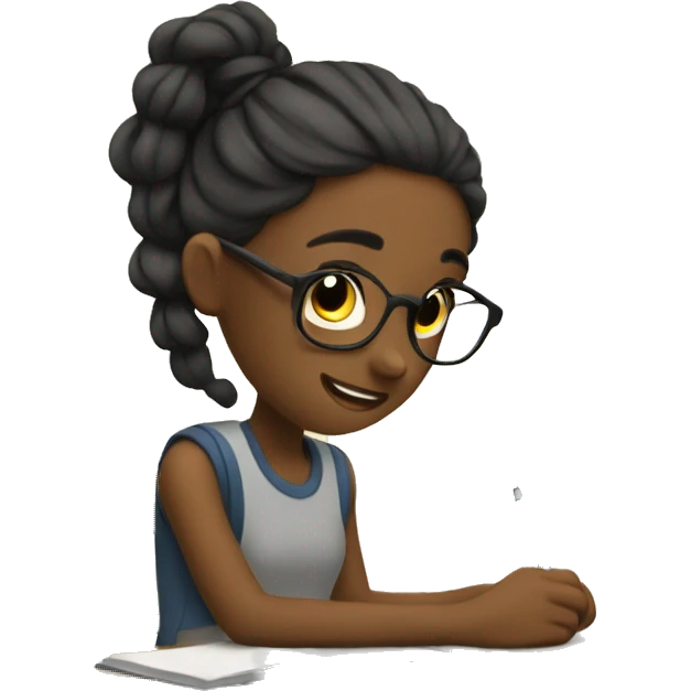 Girl listing to songs and doing homework  emoji