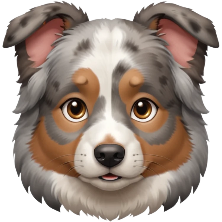a cute merle and grey Australian Shepherd face emoji