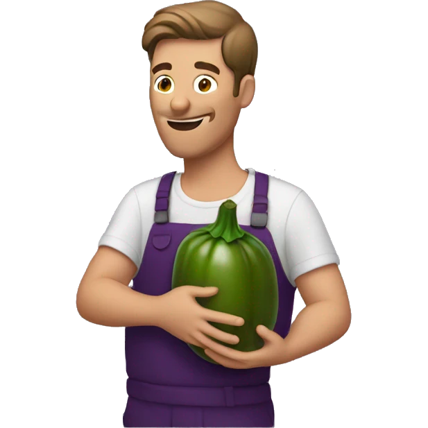 Man holding eggplant emoji