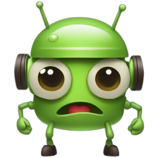 bugdroid with money eyes emoji