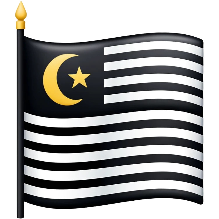 A simple flag with three black horizontal lines and three white horizontal lines, no stars and no moon emoji