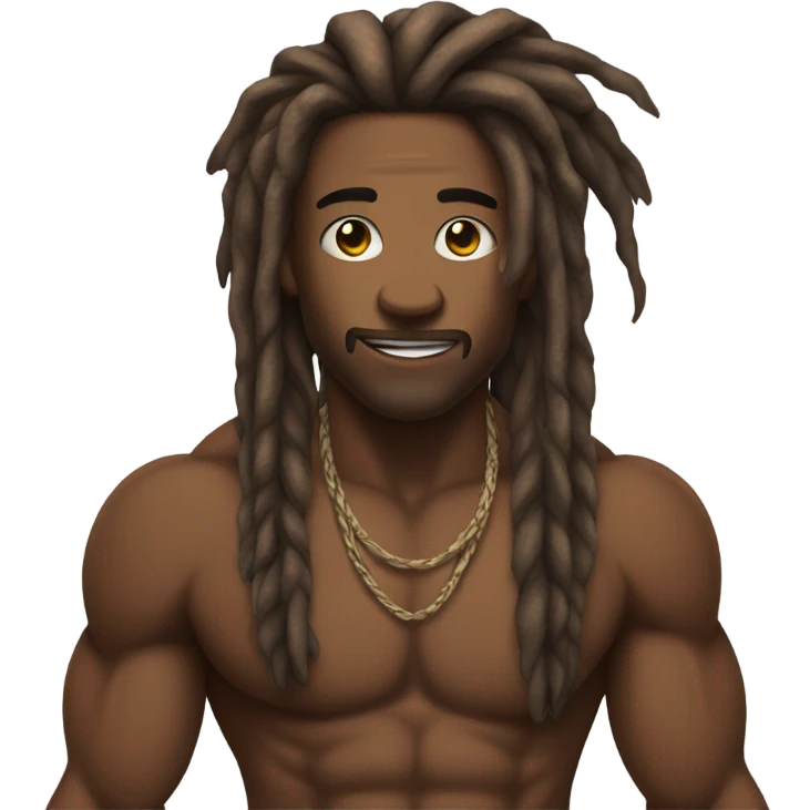 Flexing brown with tattoos and long dreadlocks  emoji