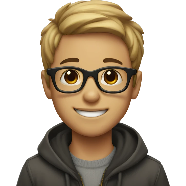 boy with dog and glasses smile emoji