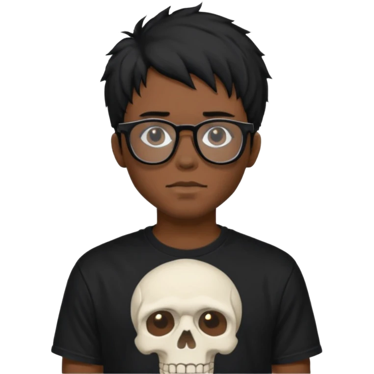 black anime hair guy with skeleton makeup. wearing a stussy tshirt with glasses emoji