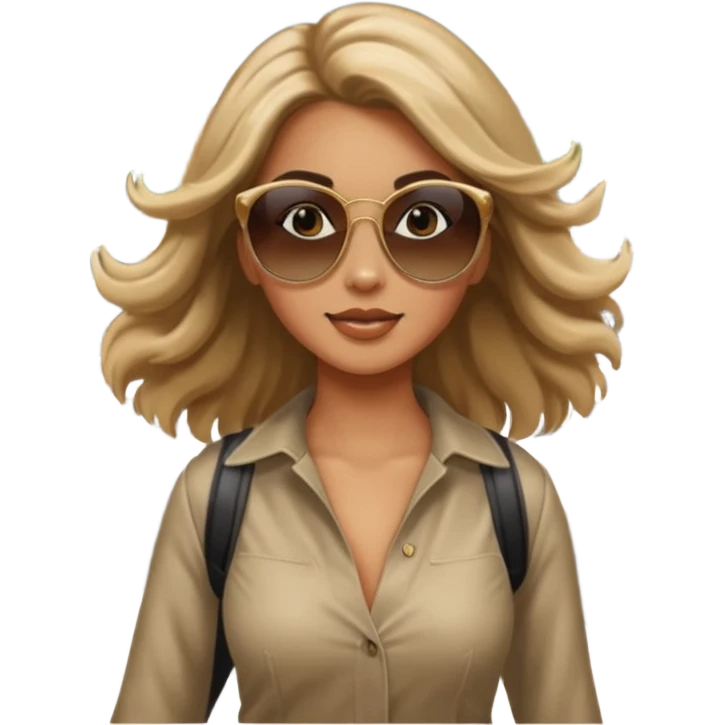 young woman walking fast down Broadway, hair bouncing and shiny. emoji