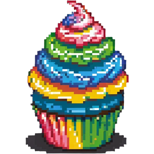 cupcake with rainbow swirl icing emoji